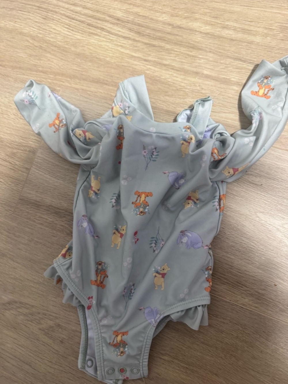 Disney Light Gray Winnie-the-Pooh Print Kids One-Piece Swimsuit